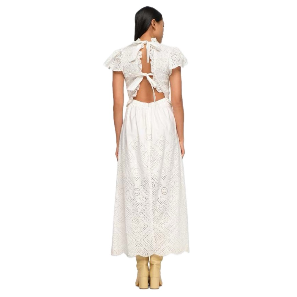 Sea New York White Eyelet Midi Dress with Back Tie - Picture 3 of 9